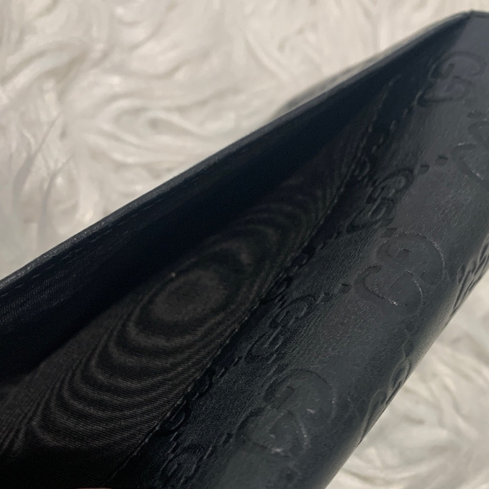 Gucci GG Signature Monogram Embossed Black Leather Long Flap Wallet - Picture 13 of 16